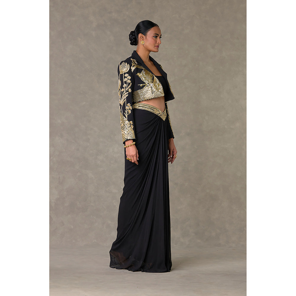 Masaba Black Son-Chidiya Cropped Blazer with Tube Top & Skirt Co-Ord Set (Set of 3)