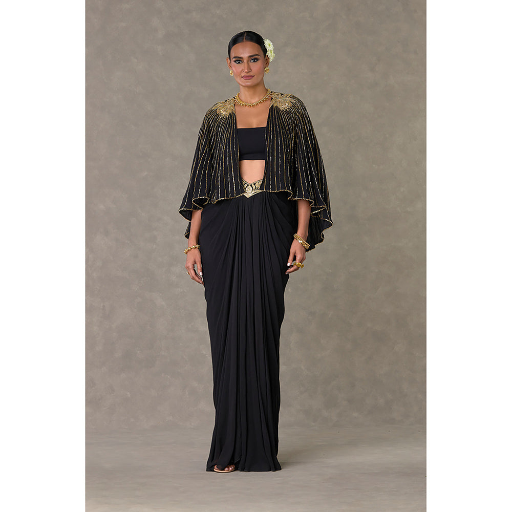 Masaba Black Neel-Kamal Cape with Tube & Skirt Set (Set of 3)