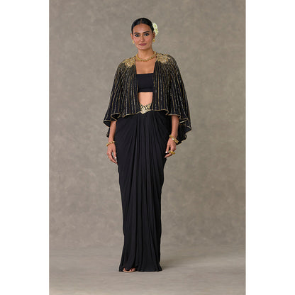 Masaba Black Neel-Kamal Cape with Tube & Skirt Set (Set of 3)