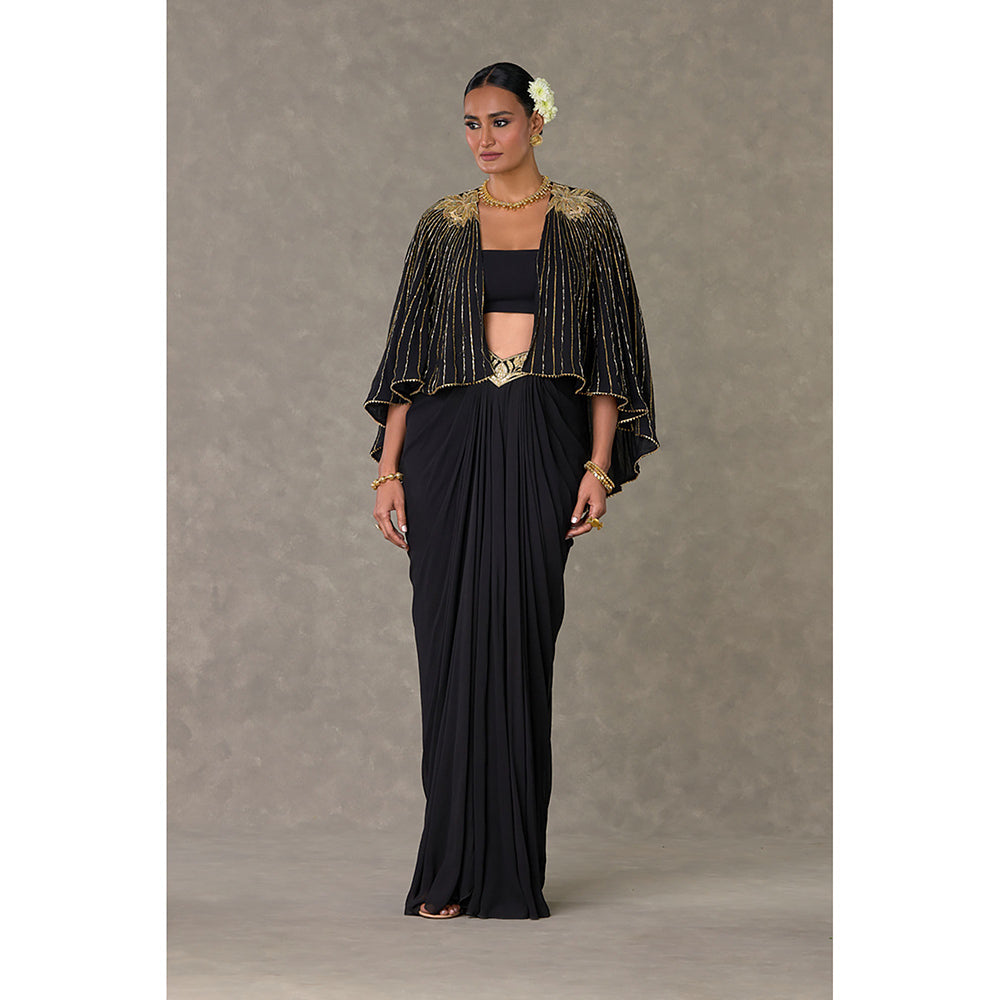 Masaba Black Neel-Kamal Cape with Tube & Skirt Set (Set of 3)