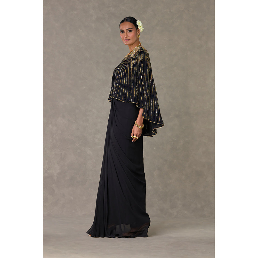 Masaba Black Neel-Kamal Cape with Tube & Skirt Set (Set of 3)