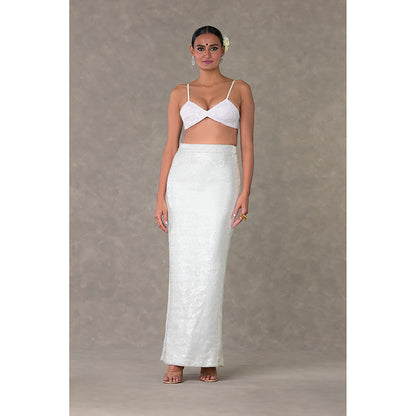 Masaba White Son Chidiya Cape with Skirt & Bralette (Set of 3)