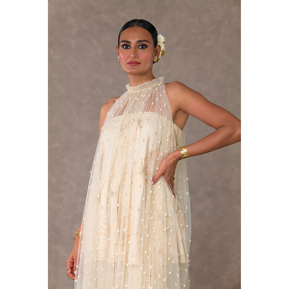 Masaba Nargis Pearl Cape with Tunic & Sharara Set (Set of 3)