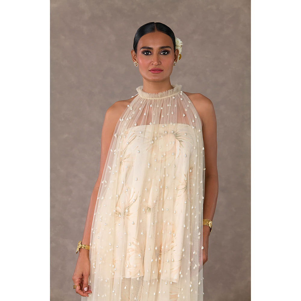 Masaba Nargis Pearl Cape with Tunic & Sharara Set (Set of 3)