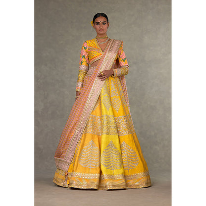 Masaba Yellow Sorbet Paan-Patti Lehenga Choli with Dupatta & Can Can Skirt (Set of 4)
