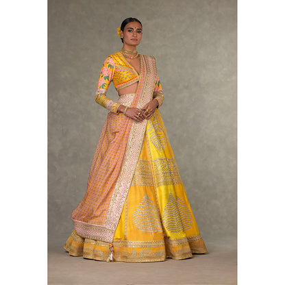 Masaba Yellow Sorbet Paan-Patti Lehenga Choli with Dupatta & Can Can Skirt (Set of 4)