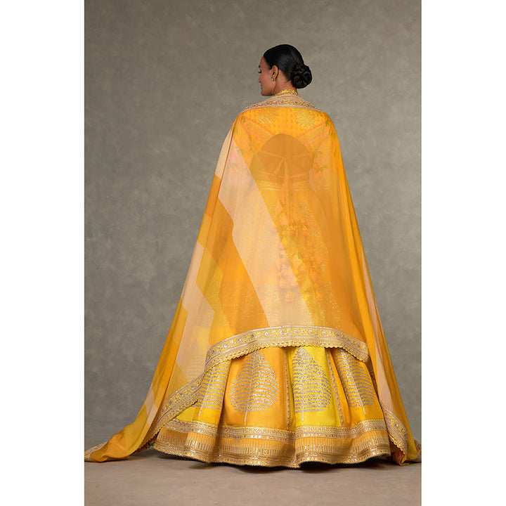 Masaba Yellow Sorbet Paan-Patti Lehenga Choli with 2 Dupatta & Can Can Skirt (Set of 5)