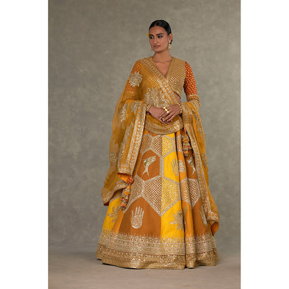 Masaba Ochre Neel-Kamal Lehenga Choli with Dupatta & Can Can Skirt (Set of 4)