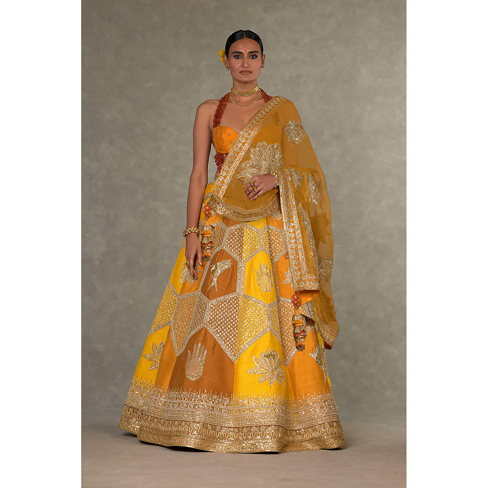 Masaba Ochre Neel-Kamal Lehenga Choli with Dupatta & Can Can Skirt (Set of 4)