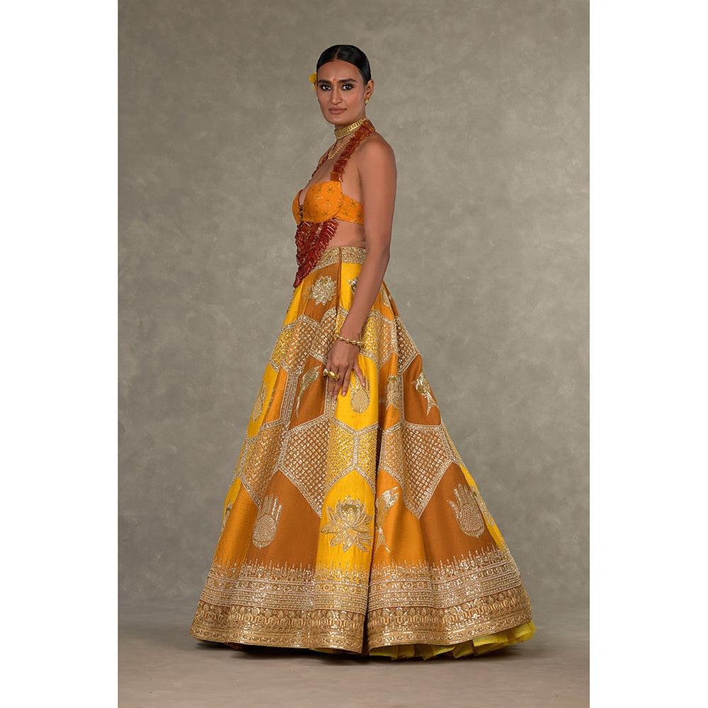 Masaba Ochre Neel-Kamal Lehenga Choli with Dupatta & Can Can Skirt (Set of 4)