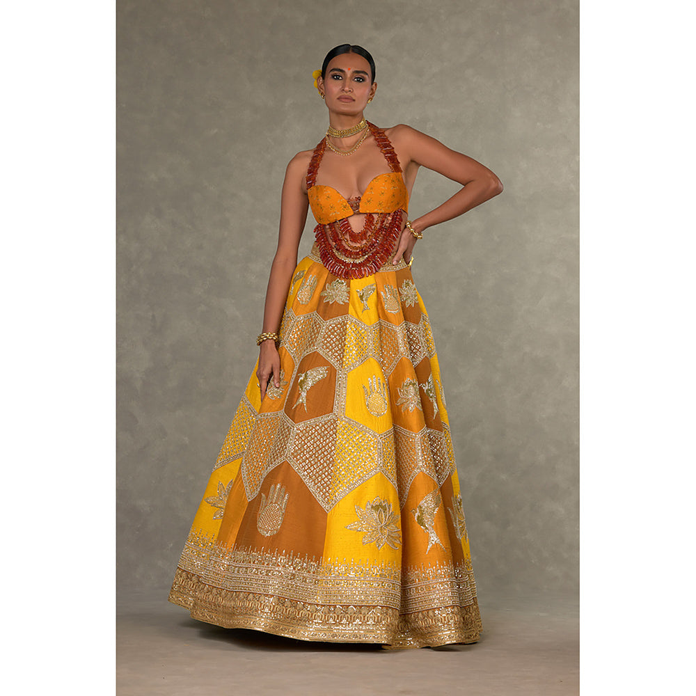 Masaba Ochre Neel-Kamal Lehenga Choli with Dupatta & Can Can Skirt (Set of 4)