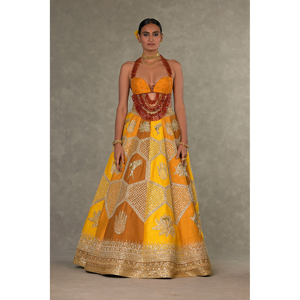 Masaba Ochre Neel-Kamal Lehenga Choli with Dupatta & Can Can Skirt (Set of 4)