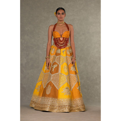 Masaba Ochre Neel-Kamal Lehenga Choli with Dupatta & Can Can Skirt (Set of 4)