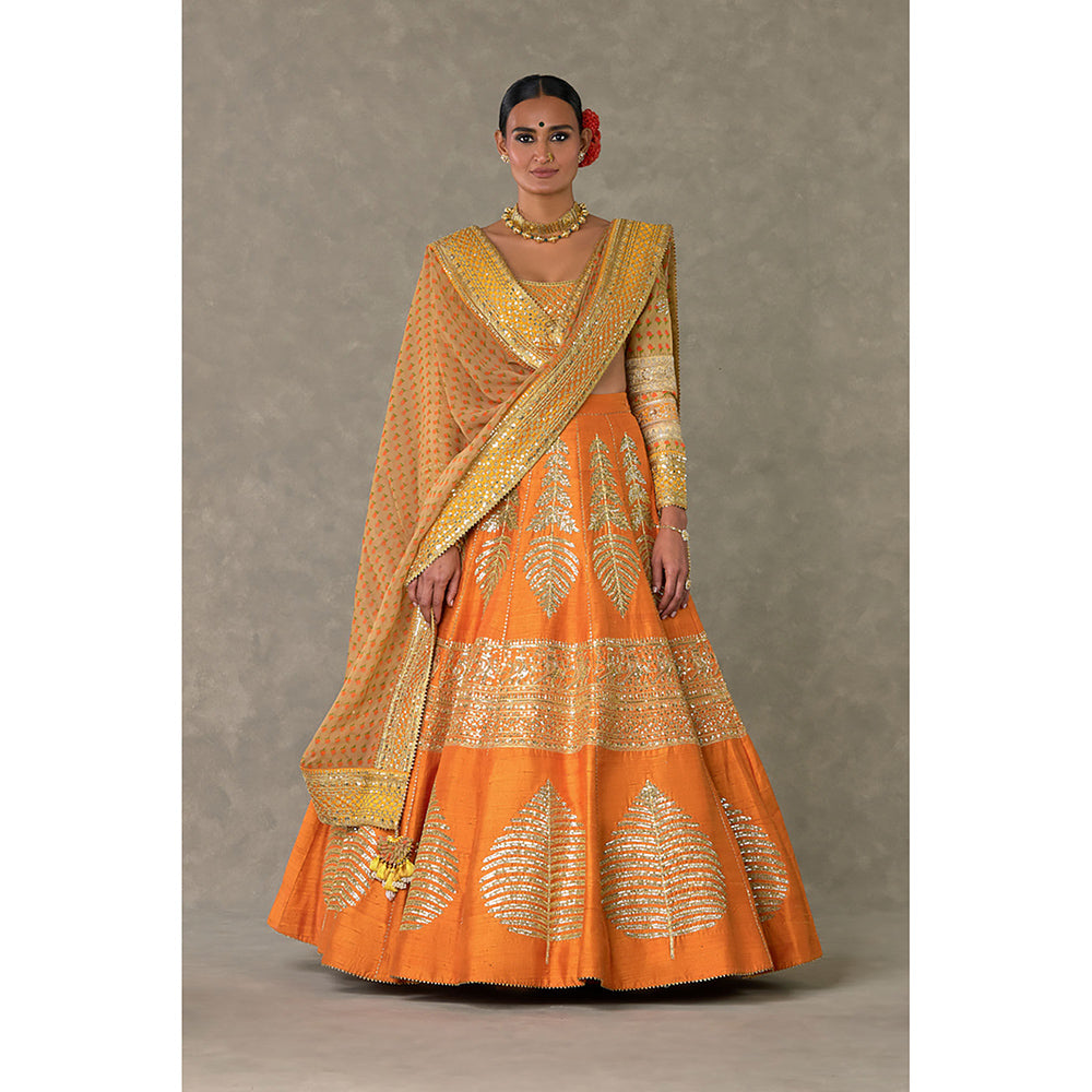 Masaba Rust Paan-Patti Lehenga Choli with Dupatta & Can Can Skirt (Set of 4)