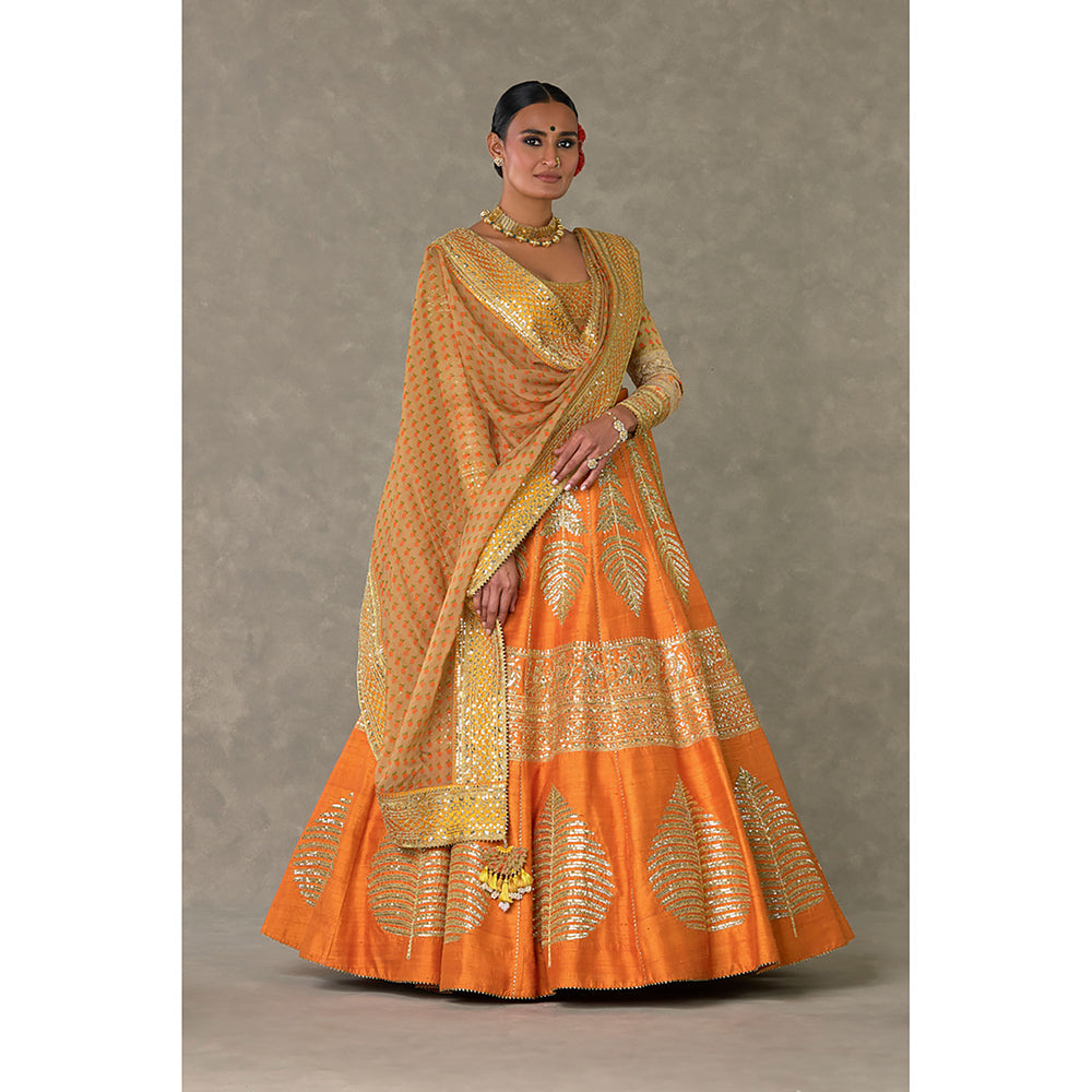 Masaba Rust Paan-Patti Lehenga Choli with Dupatta & Can Can Skirt (Set of 4)