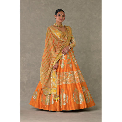 Masaba Rust Paan-Patti Lehenga Choli with Dupatta & Can Can Skirt (Set of 4)