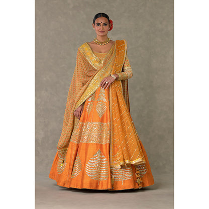 Masaba Rust Paan-Patti Lehenga Choli with 2 Dupatta & Can Can Skirt (Set of 5)