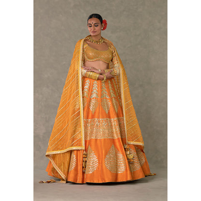 Masaba Rust Paan-Patti Lehenga Choli with 2 Dupatta & Can Can Skirt (Set of 5)