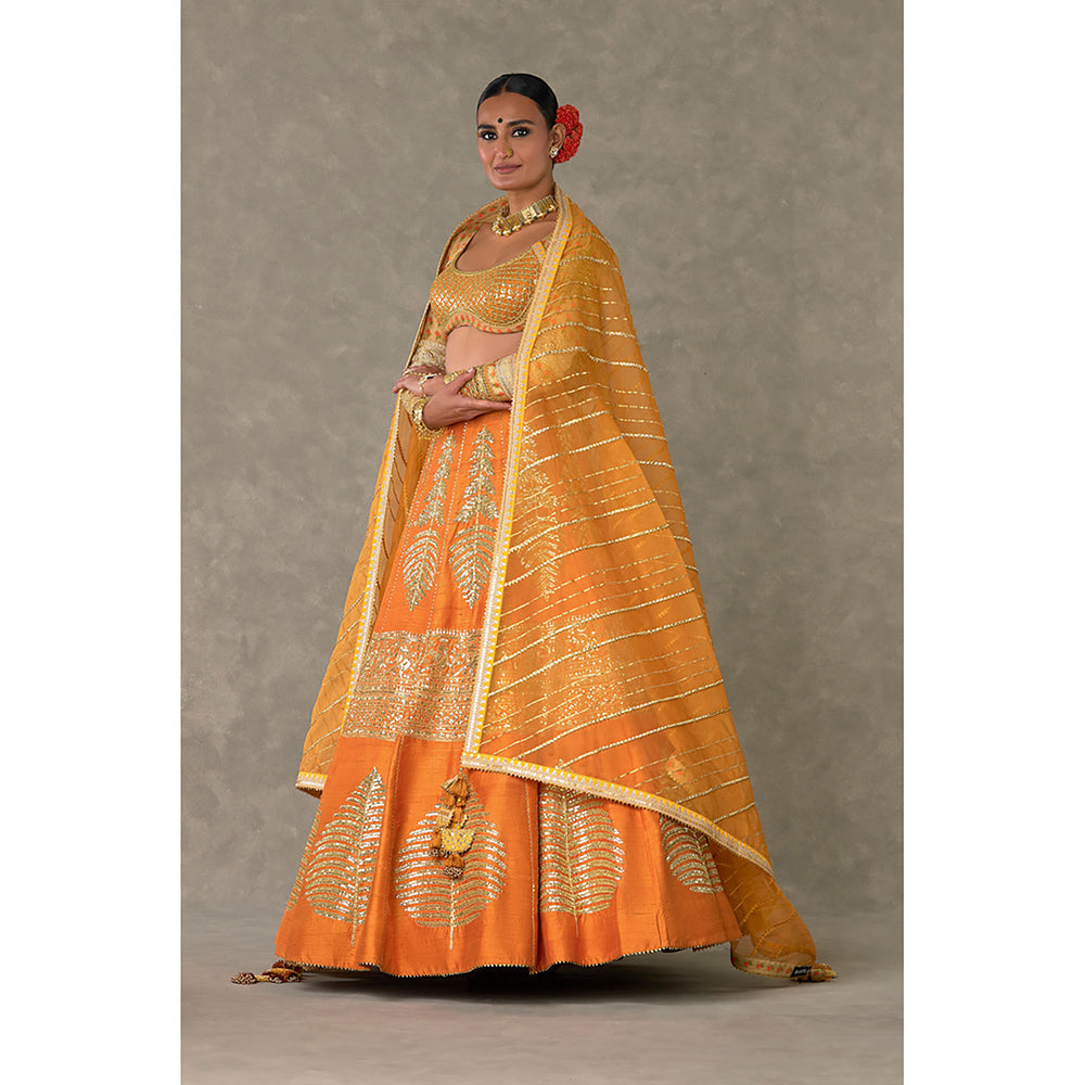 Masaba Rust Paan-Patti Lehenga Choli with 2 Dupatta & Can Can Skirt (Set of 5)