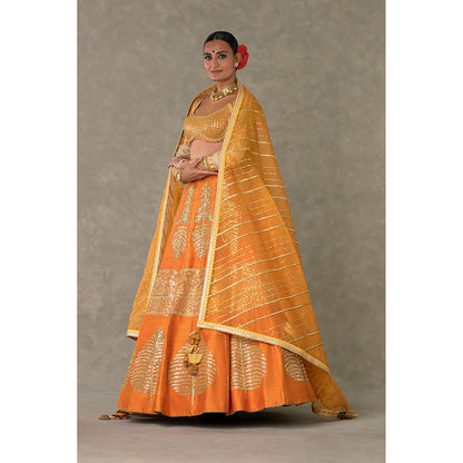 Masaba Rust Paan-Patti Lehenga Choli with 2 Dupatta & Can Can Skirt (Set of 5)