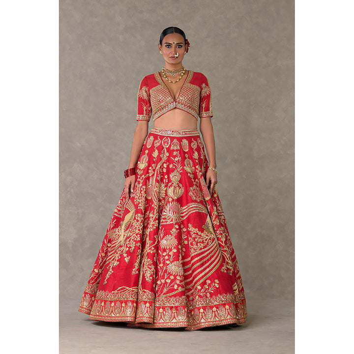 Masaba Red Bagh-E-Bahar Lehenga Choli with Dupatta & Can Can Skirt (Set of 4)