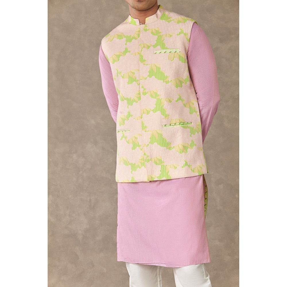 Masaba Mint Candy Swirl Embroidered Kurta with Nehru Jacket (Set of 3)
