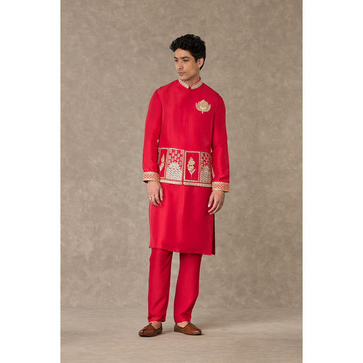 Masaba Red Anar Embroidered Kurta with Pant & Nehru Jacket (Set of 3)