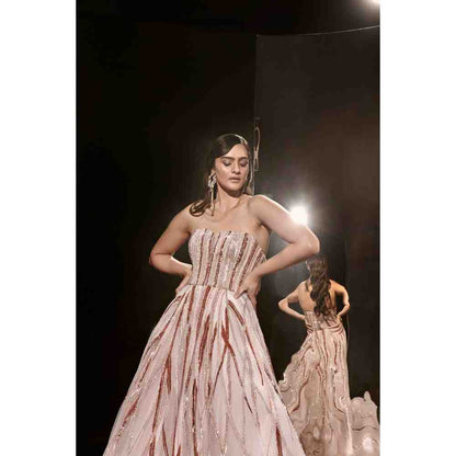 Masumi Mewawalla Pink Embroidered Gown