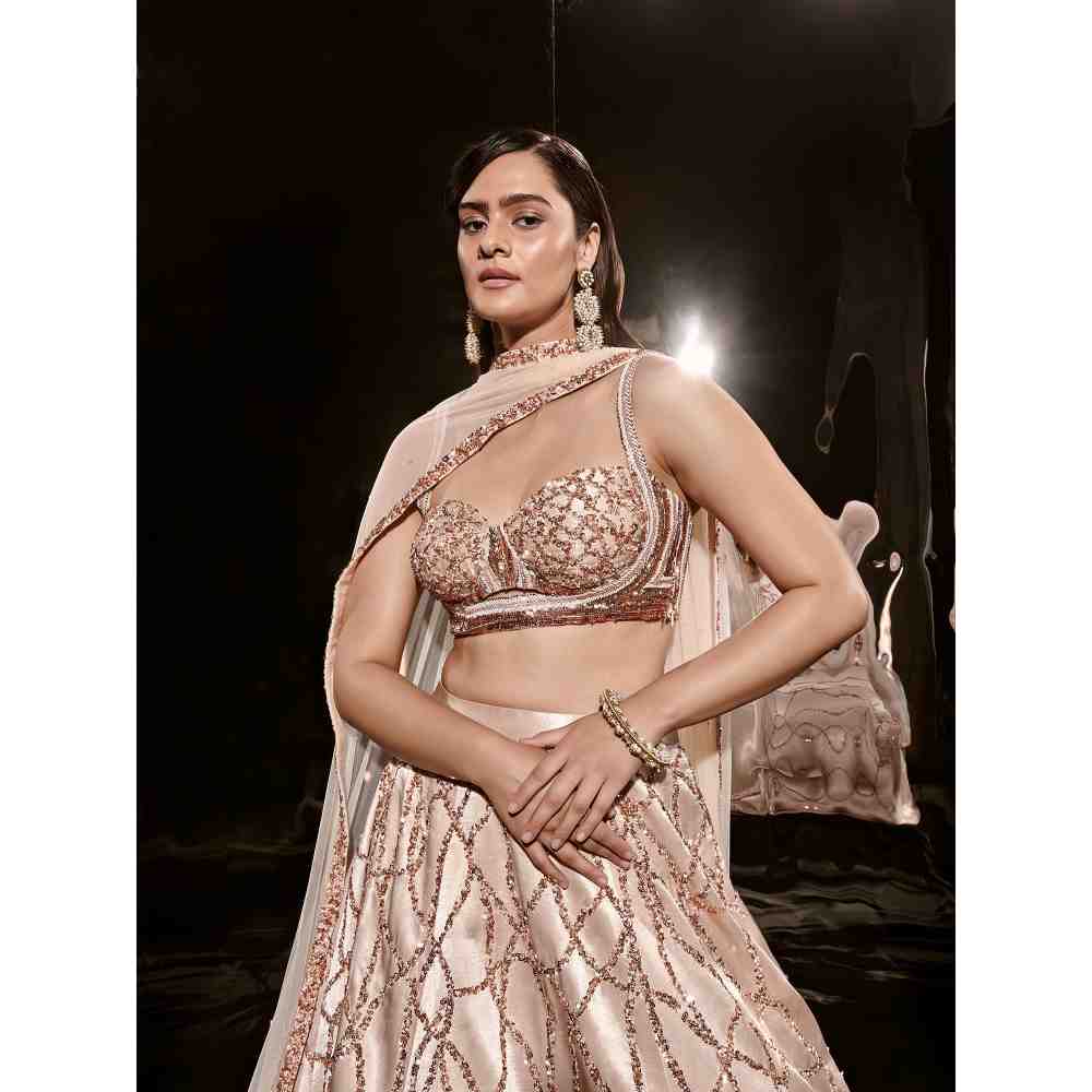 Masumi Mewawalla Light Beige Lehenga and Blouse (Set of 3)