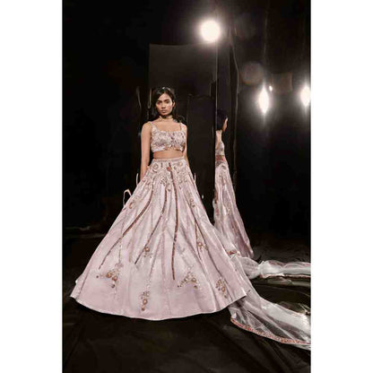 Masumi Mewawalla Lilac Embroidered Lehenga with Blouse (Set of 3)