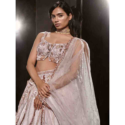 Masumi Mewawalla Lilac Embroidered Lehenga with Blouse (Set of 3)