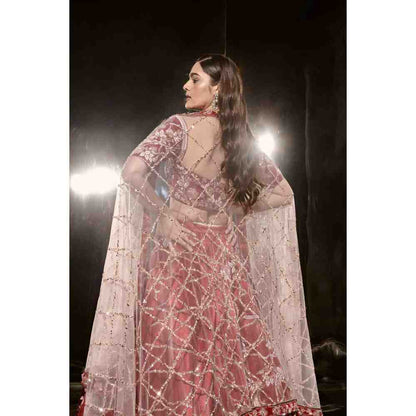 Masumi Mewawalla Red Embroidered Lehenga with Blouse (Set of 3)