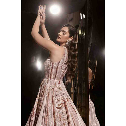 Masumi Mewawalla Blush Pink Embroidered Gown