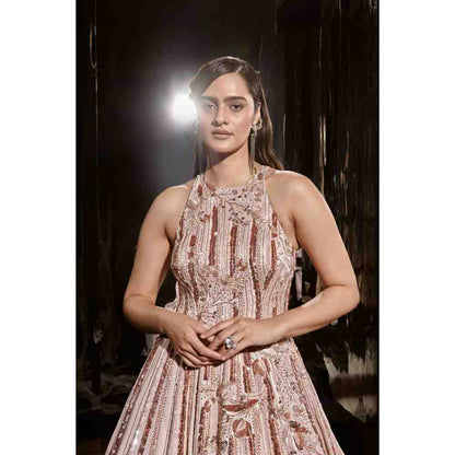 Masumi Mewawalla Blush Pink Embroidered Gown