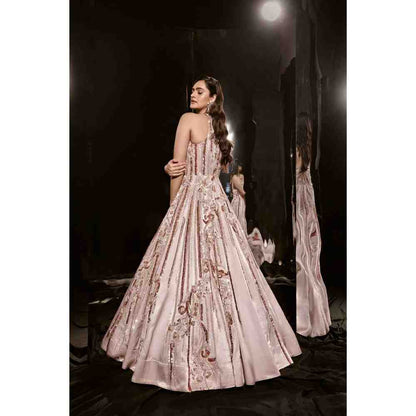Masumi Mewawalla Blush Pink Embroidered Gown
