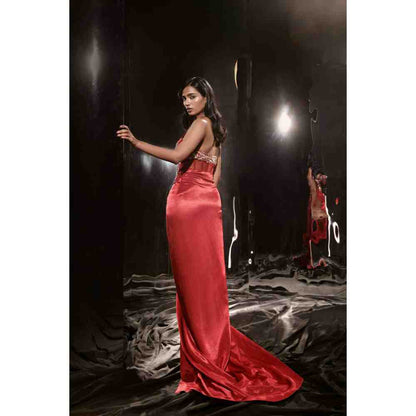 Masumi Mewawalla Red Embroidered Corset Dress