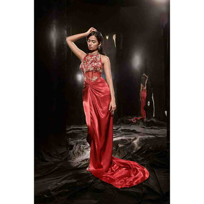 Masumi Mewawalla Red Embroidered Corset Dress