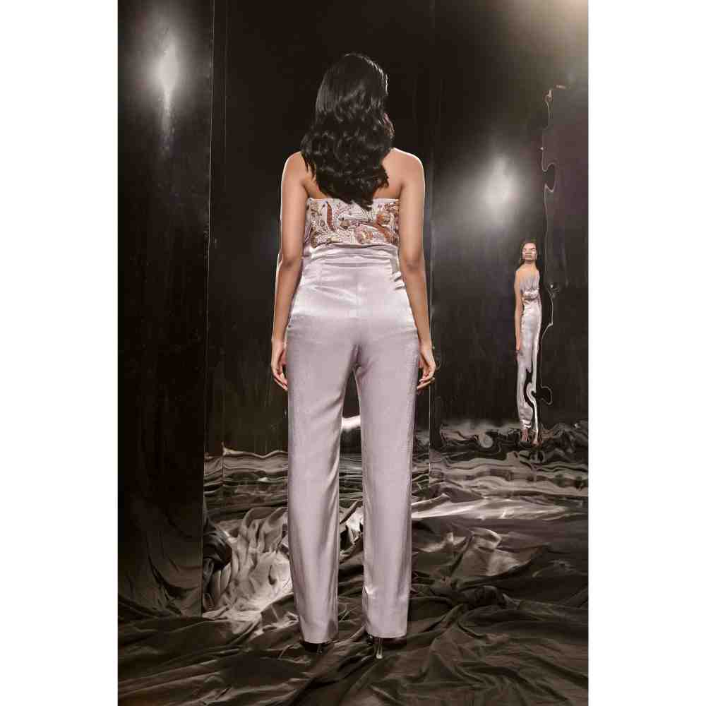 Masumi Mewawalla Lilac Embroidered Ruffle Jumpsuit