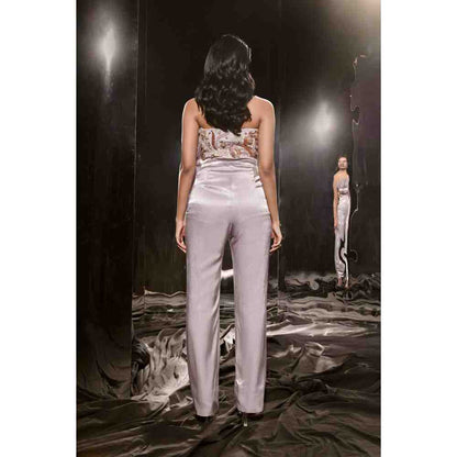 Masumi Mewawalla Lilac Embroidered Ruffle Jumpsuit