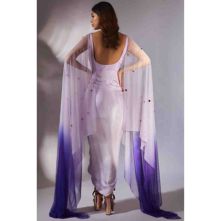 Masumi Mewawalla Lavender Embellished Draped Corset Dress (Set of 2) (XS)