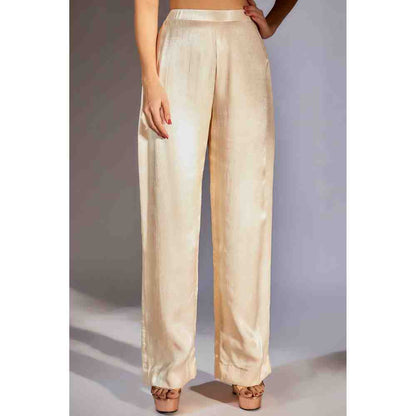 Masumi Mewawalla Mustard to Beige Ombre Ruffle Jacket with Embroidered Pant (Set of 3)