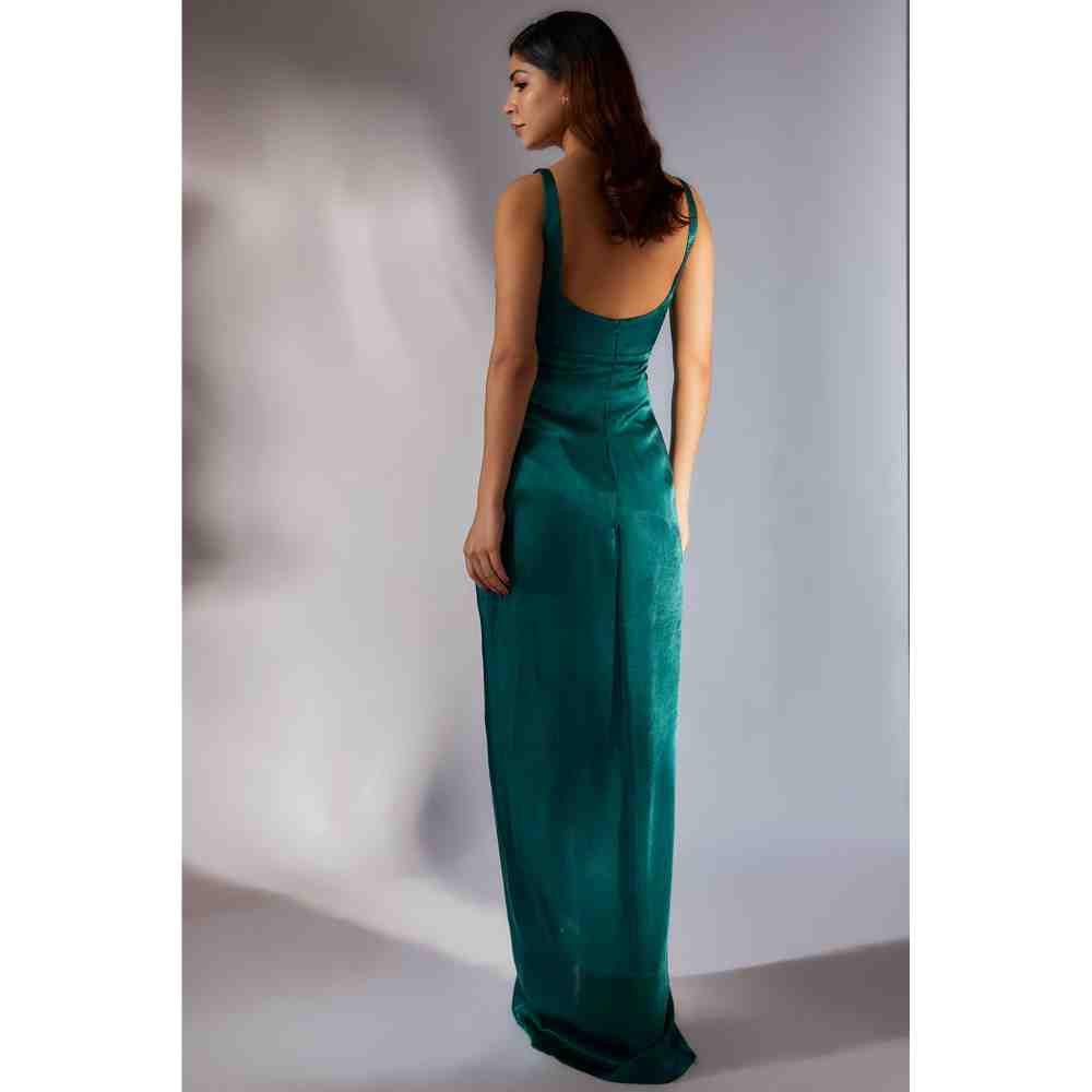 Masumi Mewawalla Teal Green Solid Cutout Dress