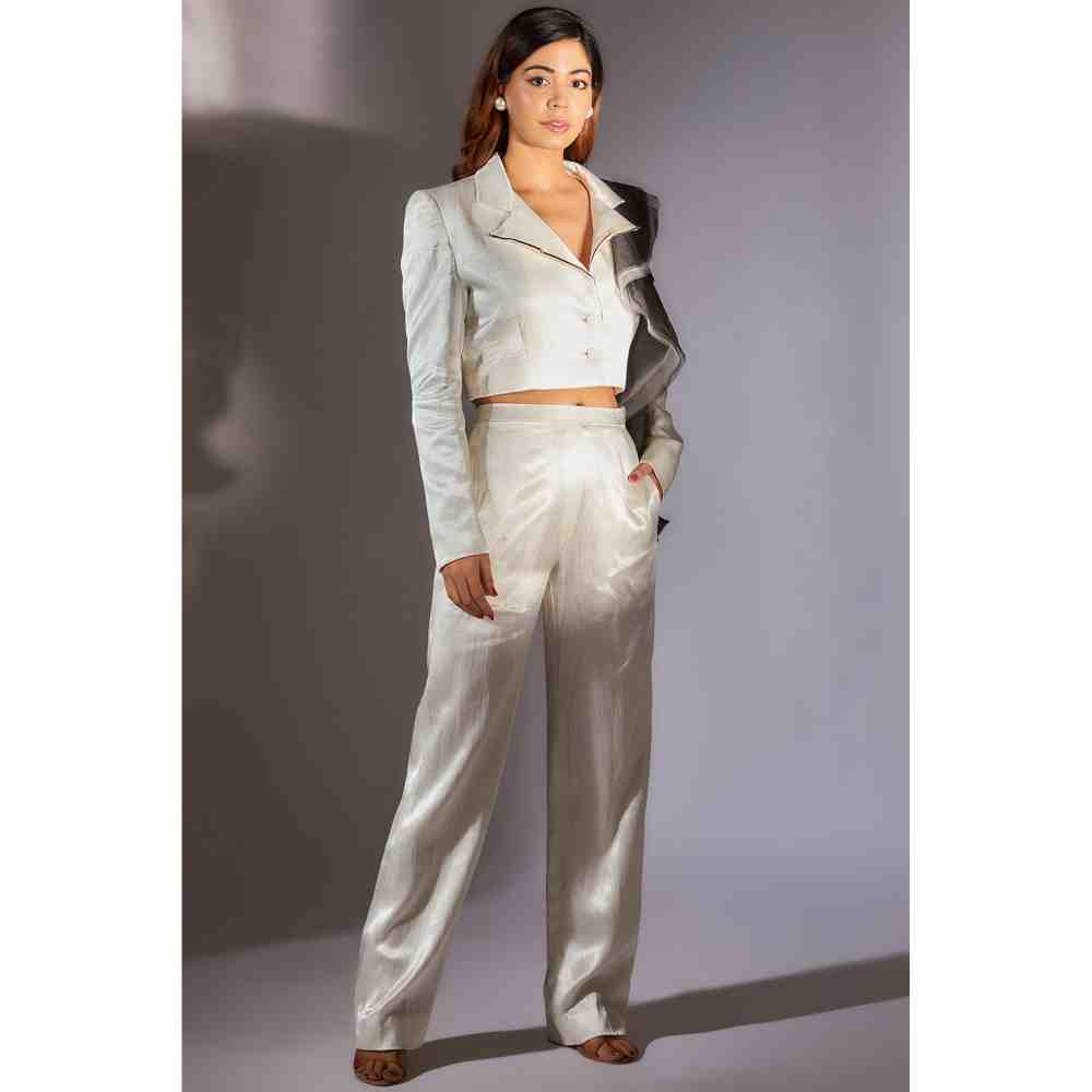 Masumi Mewawalla White Blazer with Ruffle (Set of 2)