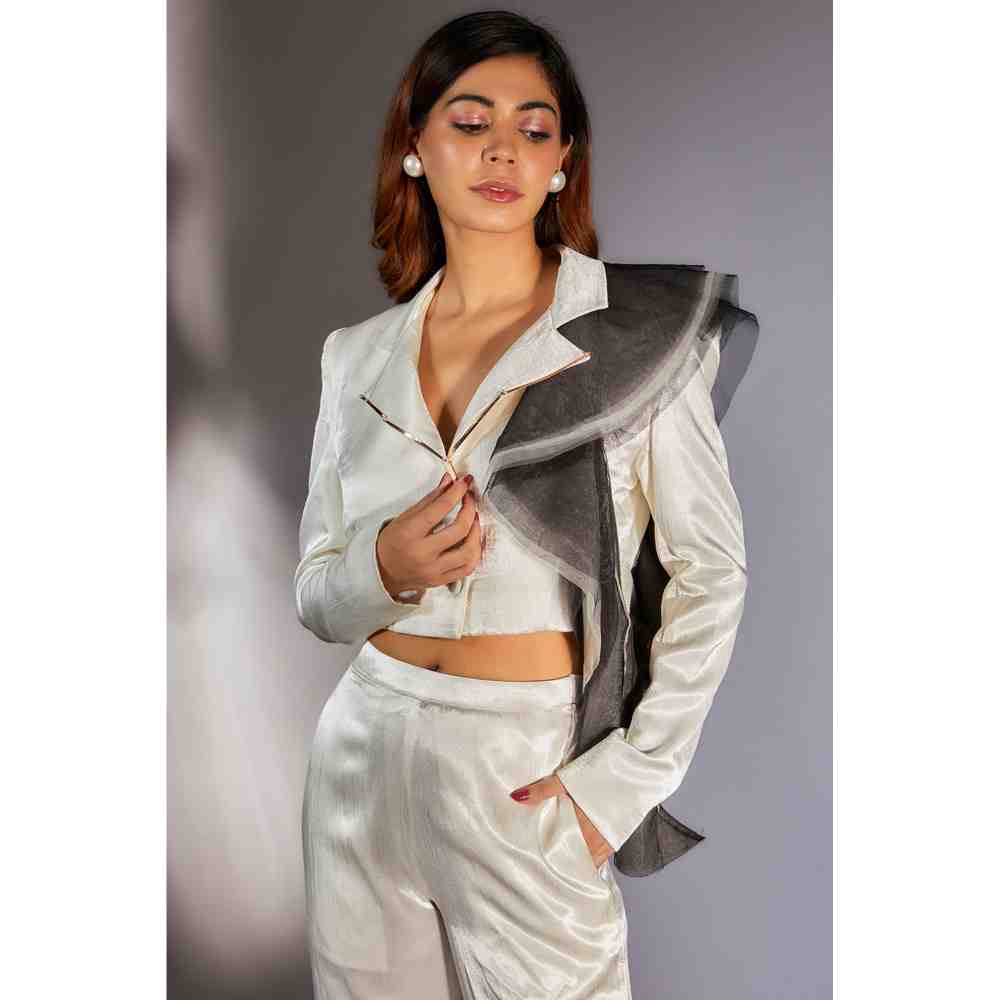 Masumi Mewawalla White Blazer with Ruffle (Set of 2)