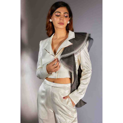 Masumi Mewawalla White Blazer with Ruffle (Set of 2)