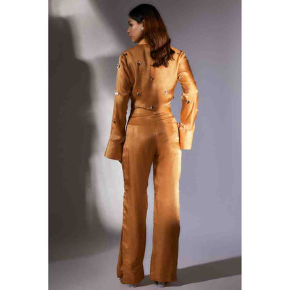 Masumi Mewawalla Mustard Embellished Shirt with Pants (Set of 2)