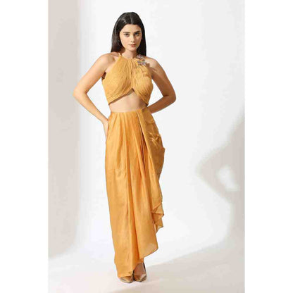 Masumi Mewawalla Mustard Embellished Skirt (Set of 2)