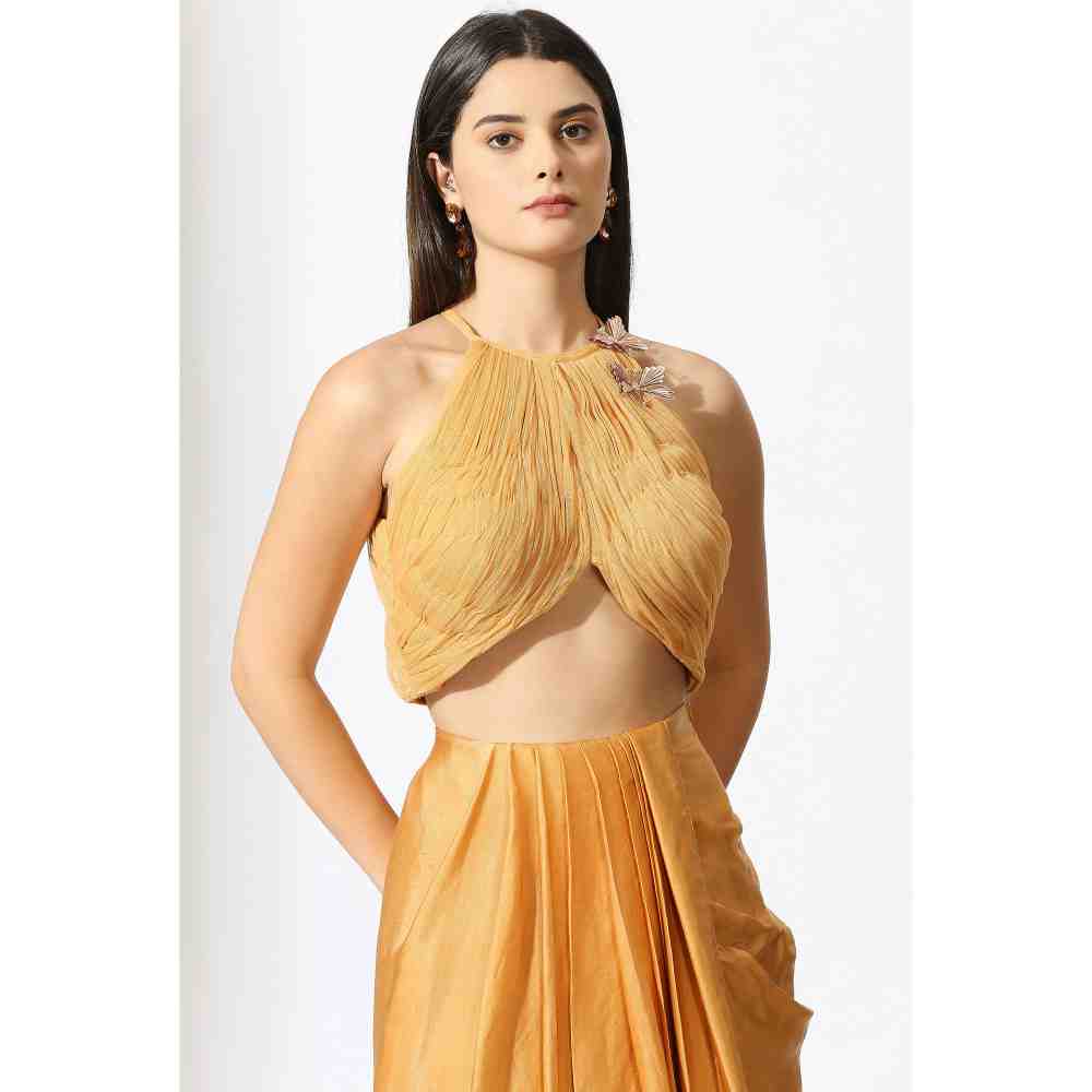 Masumi Mewawalla Mustard Embellished Skirt (Set of 2)