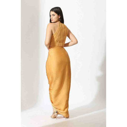 Masumi Mewawalla Mustard Embellished Skirt (Set of 2)