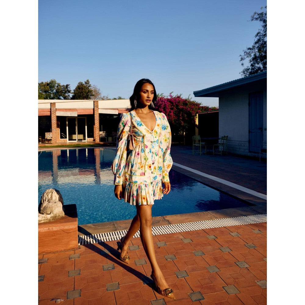 MEDHA BATRA Short Printed Gathered Dress